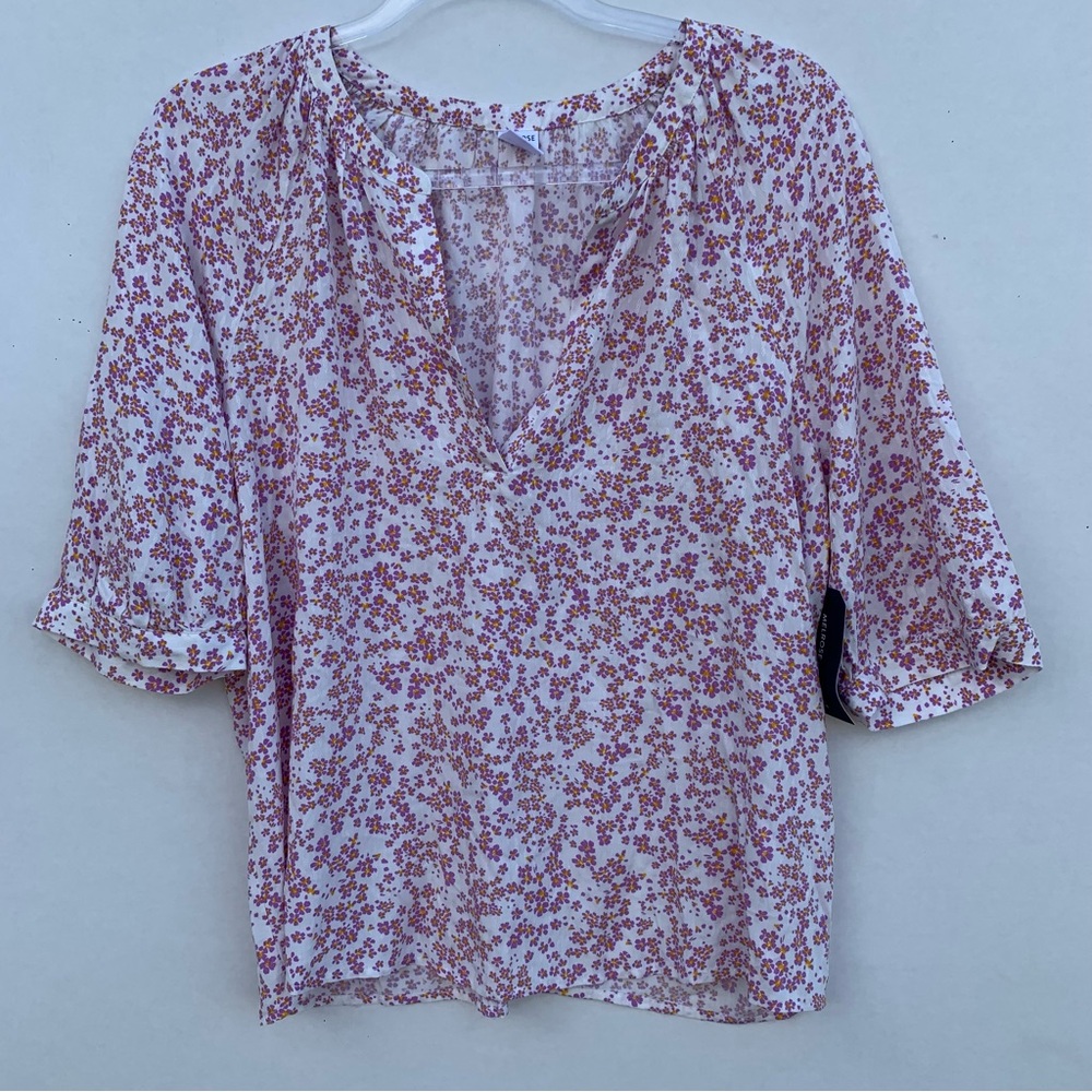 Melrose and Market Pink and White 3/4 Sleeve Blouse women’s Size Medium